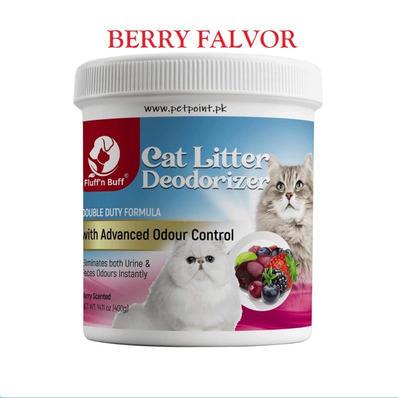 Fluff n Buff Cat Litter Deodorizer berry flavor www.petpoint.pk