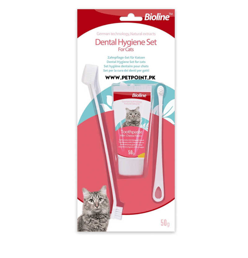 Bioline-Dental-Hygiene-Set-for-Cats-Cheese-Flavour-Cat-Toothpaste-Toothbrush-www.petpoint.pk